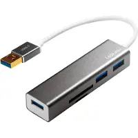 Logilink UA0306, USB 3.2 Gen 1 (3.1 Gen 1) Typ-A, USB 3.2 Gen 1 (3.1 Gen 1) Typ-A, MicroSD (TransFlash),SD, 5000 Mbit/s, Sølv, Hvid, 0,15 m