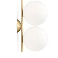 Flos Design vägglampa IC C/W1 Double, dimbar, Vitt / opal, Vardagsrum / matsal, Glas, Design, Vägglampa, vägglampa inomhus