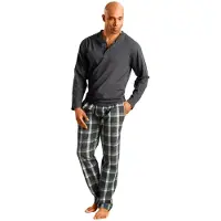 H.I.S. Pyjamas lång grå / grön
