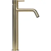 BLUE LABEL handfatarmatur utan bottenventil - kallstart - 3/8 anslutningsslangar - borstad guld - hög modell