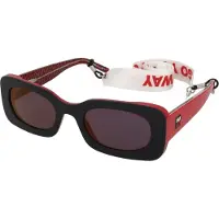 HUGO Red-and-black-acetate sunglasses with detachable slogan strap
