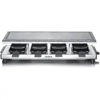 Severin Raclette-Grill Naturstein RG2374, 8 personer, Plast, Rostfritt stål, Sten, Svart, Rostfritt stål, Rektangulär, Sten, 485 x 240 mm