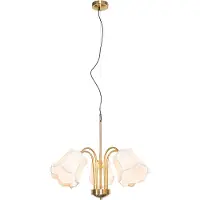 QAZQA Klassisk pendellampa mässing med vit lampskärm 5-ljus - Nona