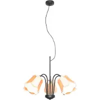 QAZQA Klassisk pendellampa svart med gyllene lampskärm 5-ljus - Nona
