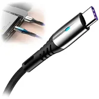 Mtp Products Flätad USB 3.1 Type-C Data / Laddningskabel - 5A/40W - 1.2m - Svart