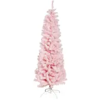Julgran konstgjord smal PVC BLING, klass C, 180x68 cm m/LED-ljus, rosa NORDIC WINTER (780-182)