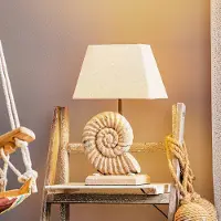 ONLI Bordslampa Conchiglia , Creme / bärnsten, Vardagsrum / matsal, Textil / tyger / siden, Medelhavsinspirerad, Bordslampa