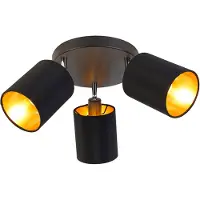 QAZQA Modern spotlight svart med guldinredning 3-ljus - Lofty