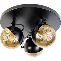 QAZQA Industriell spotlight svart med mässing 3-ljus - Haicha