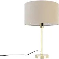 QAZQA Bordslampa guld justerbar med skärm ljusbrun 35 cm - Parte