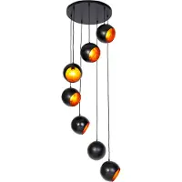 QAZQA Hänglampa svart med guldinredning 7-ljus - Crooked Cluster