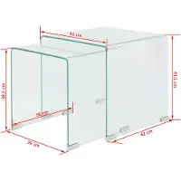vidaXL Satsbord 2 st bord härdat klarglas