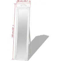 vidaXL Fristående spegel barockstil 160x40 cm vit