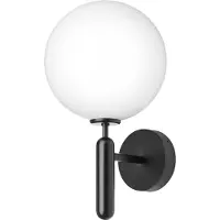Nuura utomhusvägglampa Miira, Ø 20 cm, svart/opal dimbar, Svart, Metall, Skandinavisk