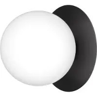 Nuura utomhusvägglampa Liila, Ø 16,5 cm, svart/opal dimbar, Svart, Metall, Skandinavisk