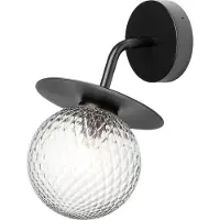 Nuura utomhusvägglampa Liila, bredd 16 cm, svart/klar dimbar, Svart, Metall, Skandinavisk