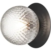 Nuura utomhusvägglampa Liila, Ø 16 cm, svart/klar dimbar, Svart, Metall, Skandinavisk