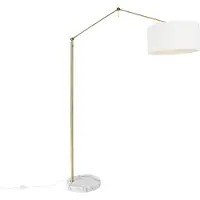 QAZQA Modern golvlampa guld med skärm vit 50 cm justerbar - Editor