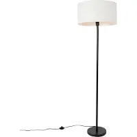 QAZQA Golvlampa svart med skärm vit 50 cm - Simplo