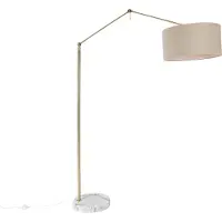QAZQA Golvlampa guld med ljusbrun skärm 50 cm justerbar - Editor