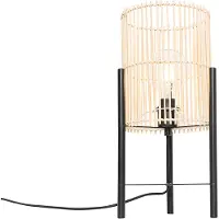 QAZQA Skandinavisk bordslampa bambu - Natasja