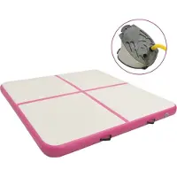 vidaXL Uppblåsbar gymnastikmatta med pump 200x200x10 cm PVC rosa