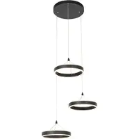 QAZQA Hänglampa svart rund inkl LED 3-stegs dimbar 3-ljus - Lyani