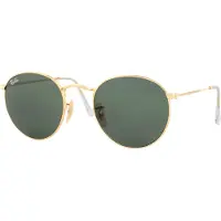 Ray-Ban Solglasögon Runda Metall 3447 001 Guld Grön 50mm