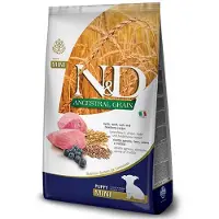 Farmina N&amp;D Ancestral Grain Dog Lamb &amp; Blueberry Puppy Mini 7 kg för valpar av små raser