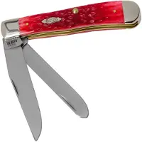 Case Knives Case Trapper Dark Red Bone, Peach Seed Jig, 31957, 6254 CV pocket knife with pocket clip