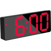24.Se LED Väckarklocka med röda siffror - Svart