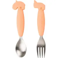 Done by Deer Bestickset - 2-pack - Coral - - One Size - Barnbestick