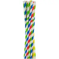 GoDan S.A Flexibla Papperssugrör Med Randiga Blandade Färger 6x200 Mm / 100 St