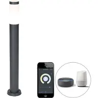 QAZQA Smart utomhuslykta stolpe antracit 80 cm inkl. Wifi P45 - Rox