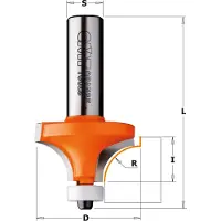 Cmt Avrundningsfräs ; S=1/2''; D=28,7 mm; R=8 mm; med kullager