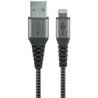 Goobay Lightning till USB-A-textilkabel med metallpluggar 0,5 m elegan