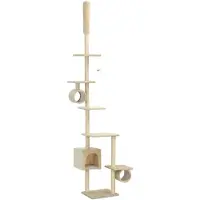 vidaXL Katt Klösträd med sisalpelare 260 cm beige