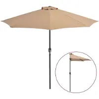 vidaXL Balkongparasoll med aluminiumstolpe taupe 270x144 cm halvrunt