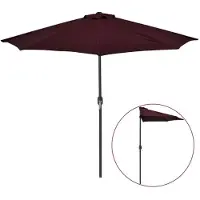 vidaXL Balkongparasoll aluminiumstång vinröd 270x144x222 cm halv