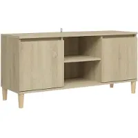 vidaXL TV-bänk med massiva ben sonoma-ek 103,5x35x50 cm