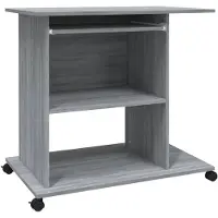 vidaXL Datorbord grå sonoma-ek 80x50x75 cm konstruerat trä