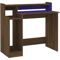 vidaXL Skrivbord med LED brun ek 97x45x90 cm konstruerat trä