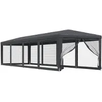 vidaXL Partytält med 10 sidoväggar i nät 3x12 m HDPE antracit
