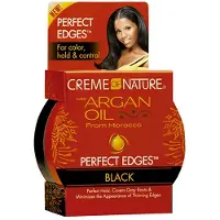 Creme of Nature Argan Oil Perfect Edges Hårgel, 24 Timmars Håll med Fukt och Glans, Svart, 2.25 Oz (1-Pack)