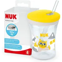 Nuk Action Cup mjukt sugrör, läckagesäkert från 12 månader gul