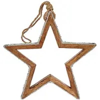 Sublime Market Connect Décoration de Noël - Étoile en Bois - Argenté - 23 x 2,5 x 40 cm - Paillettes scintillantes silver