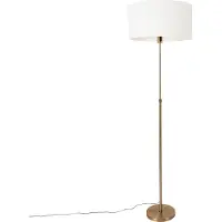 QAZQA Golvlampa justerbar brons med skärm vit 50 cm - Parte