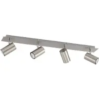 LINDBY takspotlight Joffrey, 80 cm, nickel, 4 lampor, GU10 Joffrey , dimbar, Aluminium / grå / zink, Vardagsrum / matsal, Metall, Modern, Spotlight