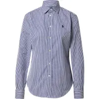 Ralph Lauren för kvinnor. 211891379001 Bomullsskjorta med blå Slim Fit-ränder (36), Beige, Casual, Klassisk, Lång ärm