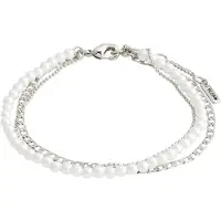 Pilgrim Armband 'BAKER' silver / pärlvit